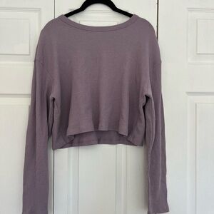 Aritzia Sunday Best Lavender Waffle Cropped Long Sleeve Top